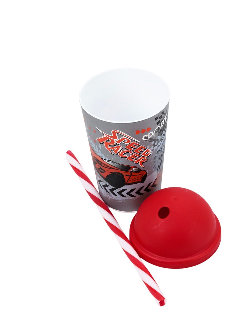 Herevin 340ml Speed Racer Printed Kids Tumbler with Straw - Multicolor BPA-Free PP Sipper Cup with Lid - Image 5