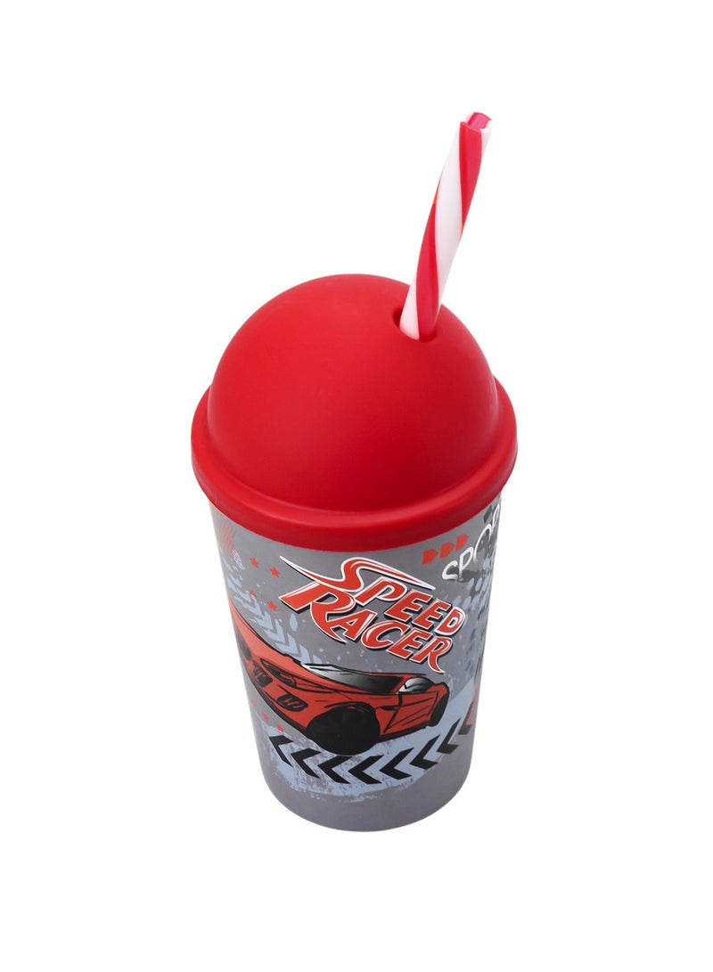 Herevin 340ml Speed Racer Printed Kids Tumbler with Straw - Multicolor BPA-Free PP Sipper Cup with Lid - Image 4
