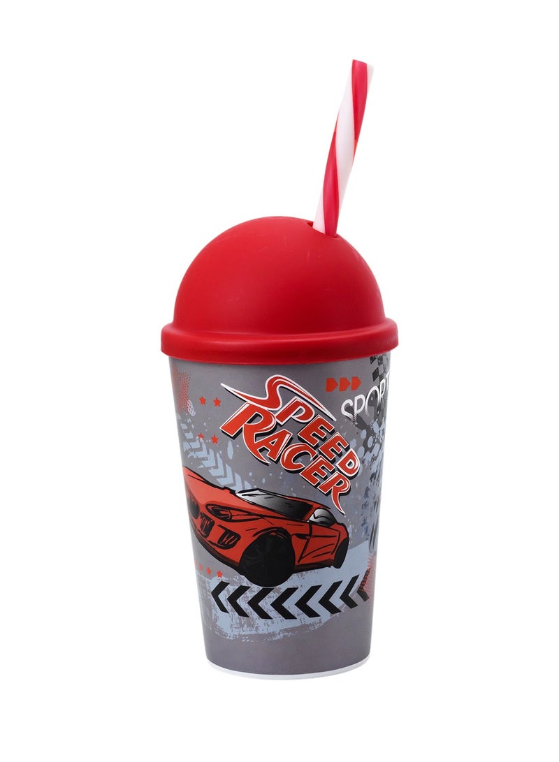 Herevin 340ml Speed Racer Printed Kids Tumbler with Straw - Multicolor BPA-Free PP Sipper Cup with Lid - Image 3