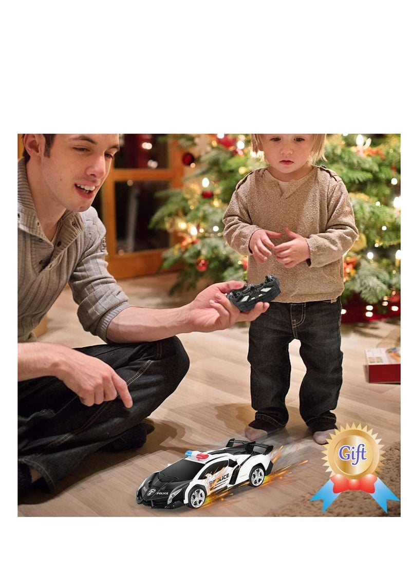 AROAQ Police White Remote Control Car Transform Robot RC Car with 2.4g Version Remote And One Button Transforming 360 Degree Rotation  - Image 4