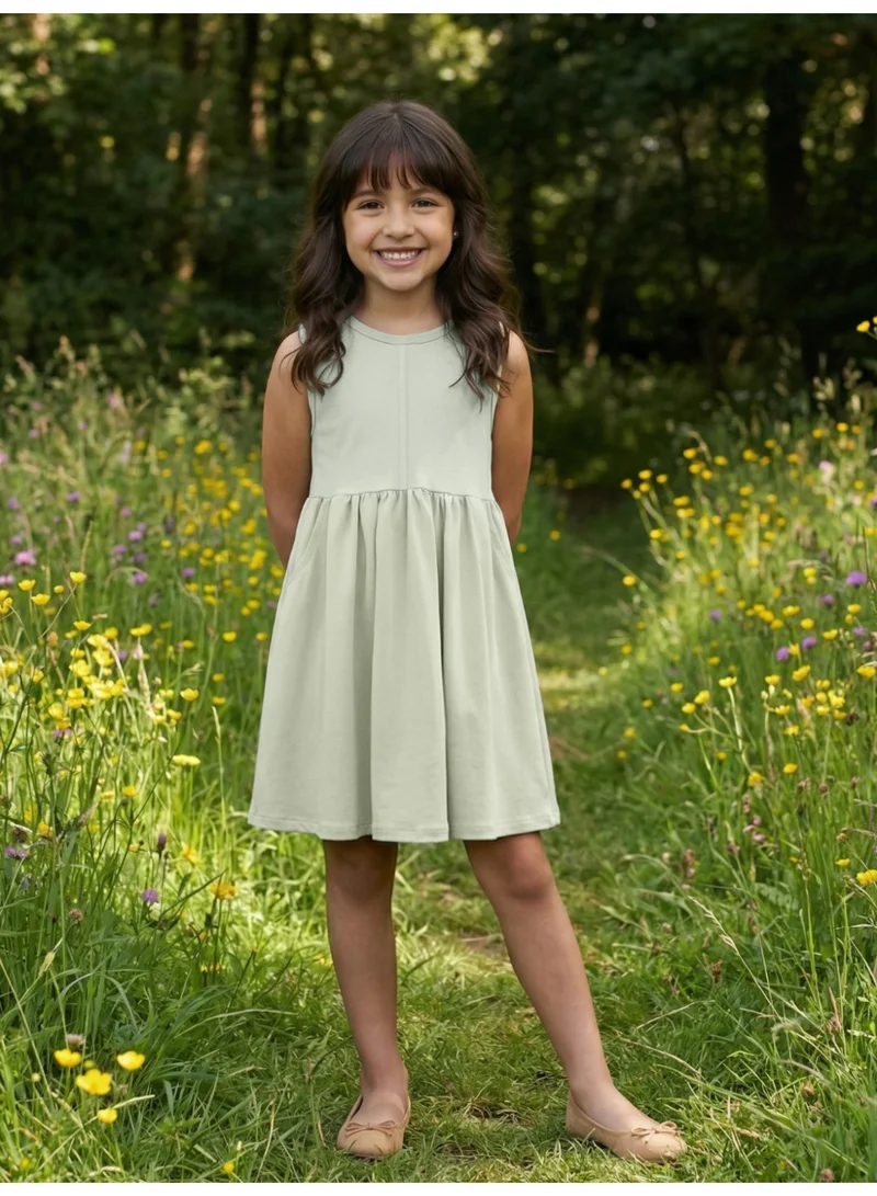 جلو باص Globus Girls Grey Round Neck Gathered Flared Hem Fit & Flare Mini Dress