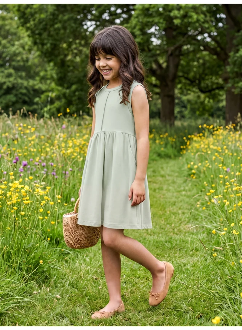 جلو باص Globus Girls Grey Round Neck Gathered Flared Hem Fit & Flare Mini Dress