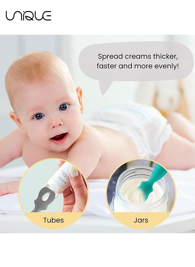 Unique 4 Pack Baby Diaper Cream Brush, for Diaper Rashes, Soft Flexible Silicone Brush Newborn and Baby Essentials, Gift Idea for Baby Shower and New Mom (Blue,Green,Gray,White)  - Image 4