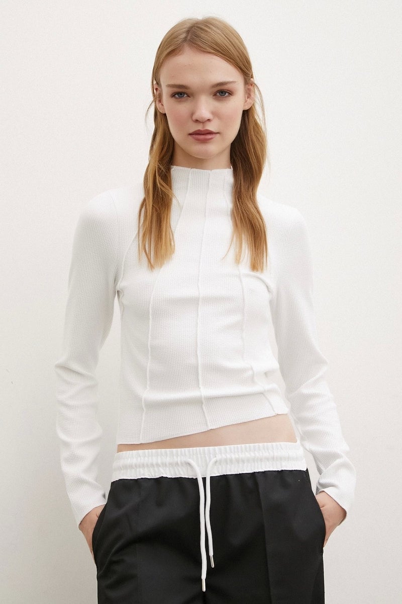 Never More Front Stitched Blouse White - Image 2