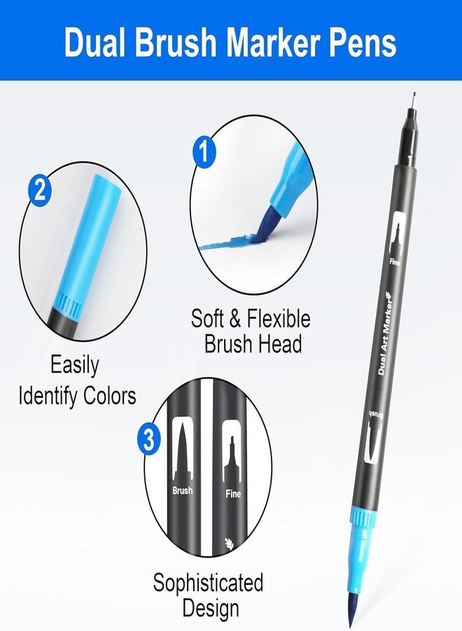Delightbee 24 Colors Markers for Adult Coloring Books No Bleeding, Dual Tip Markers for School, Fine and Brush Tip for Adults Coloring Books, Calligraphy, Drawing, Sketching - Image 3