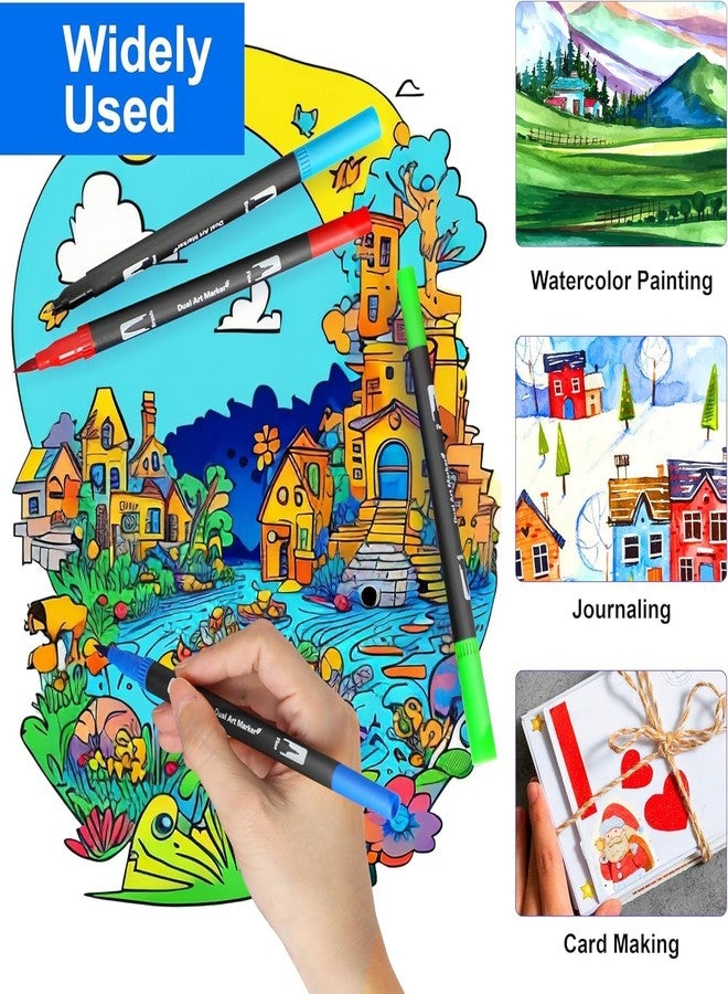 Delightbee 24 Colors Markers for Adult Coloring Books No Bleeding, Dual Tip Markers for School, Fine and Brush Tip for Adults Coloring Books, Calligraphy, Drawing, Sketching - Image 2