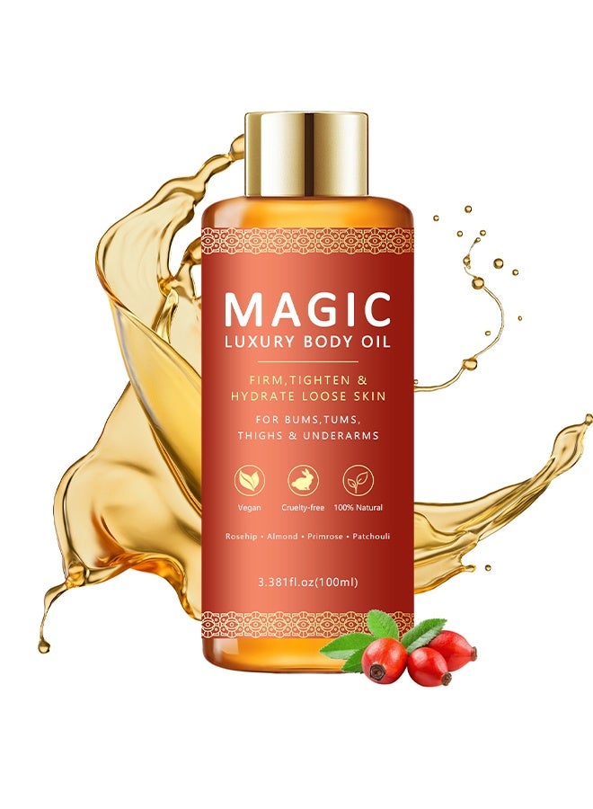WEST MONTH Magic Luxury Body Oil - 100ml, Plumps, Tightens, Firms and Hydrates Skin, Arms, Chest, Thighs，Suitable for Full Body Use - Image 1