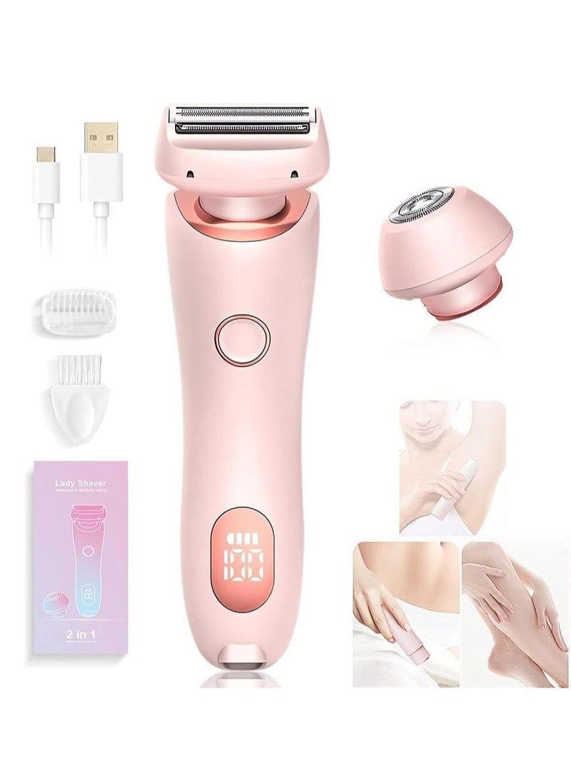 Electric Shaver Razor, Electric Smooth Razor, 2 in 1 Double Head Electric Shaver for Women, Ipx7 Waterproof Wet and Dry Use - Image 1