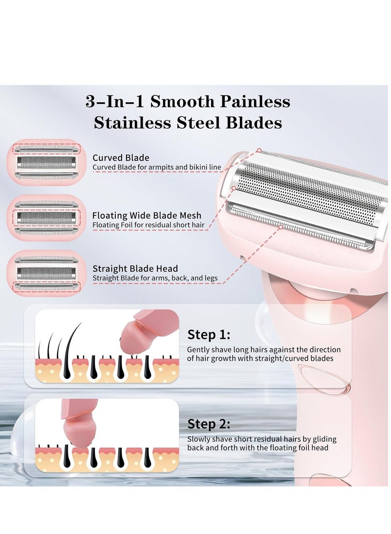 Electric Shaver Razor, Electric Smooth Razor, 2 in 1 Double Head Electric Shaver for Women, Ipx7 Waterproof Wet and Dry Use - Image 4