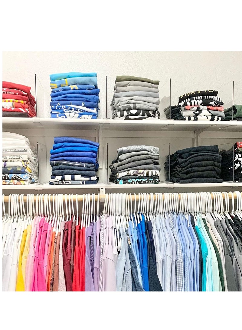 شو وو 4 قطع فواصل أرفف بلاستيكية شفافة من الأكريليك، مقسم رف خزانة للأرفف الخشبية، فواصل منظم ملابس الخزانة مناسبة للأرفف الخشبية أو العمودية أو غرفة النوم والمطبخ والمكتب - Image 5