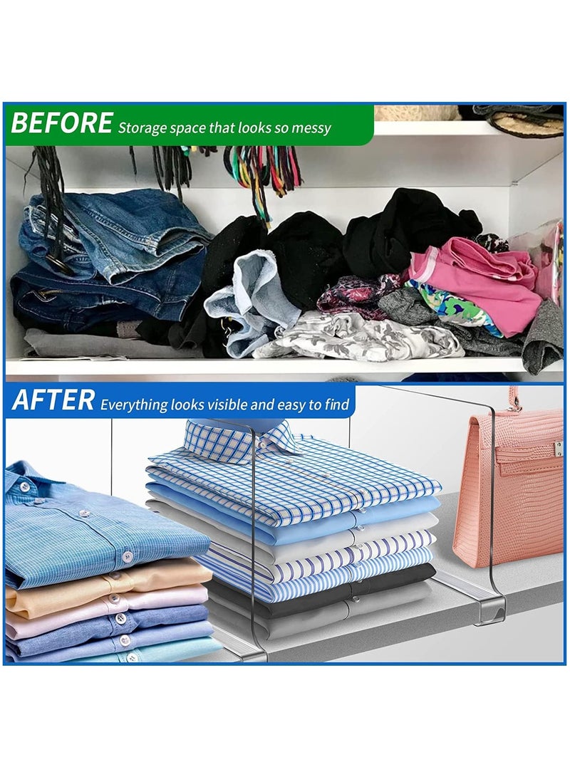 شو وو 4 قطع فواصل أرفف بلاستيكية شفافة من الأكريليك، مقسم رف خزانة للأرفف الخشبية، فواصل منظم ملابس الخزانة مناسبة للأرفف الخشبية أو العمودية أو غرفة النوم والمطبخ والمكتب - Image 3