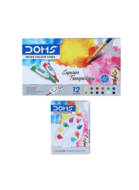 12 Shades Water Color Tube Set Easy To Intermix & Recreate Vivid Shades Creates Transparent & Translucent Effect On Any Watercolor Surfaces Free Brush & Pallete Pack Of 4