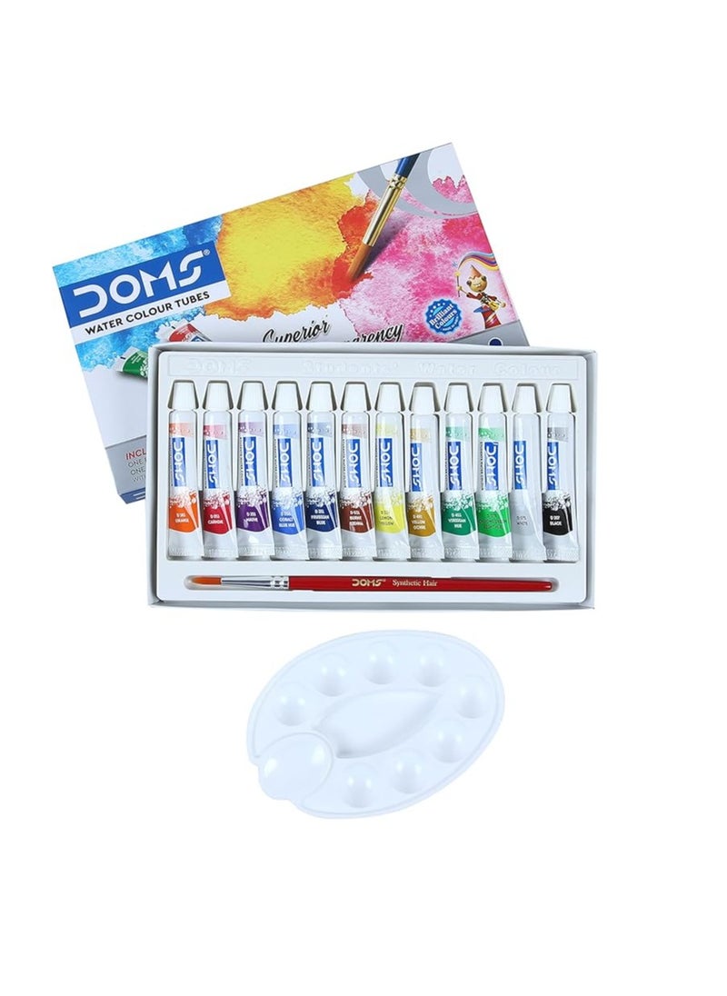 12 Shades Water Color Tube Set Easy To Intermix & Recreate Vivid Shades Creates Transparent & Translucent Effect On Any Watercolor Surfaces Free Brush & Pallete Pack Of 4