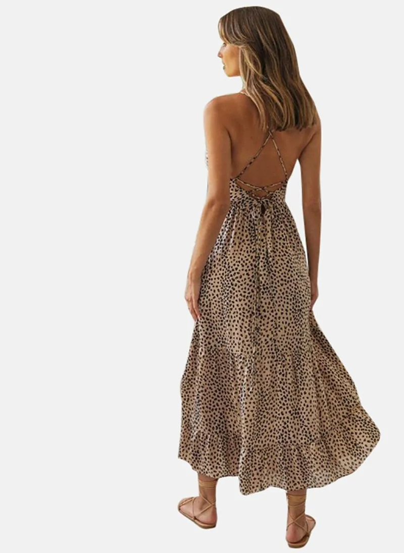 يونيكي Multicolour Animal Print Shoulder Straps Maxi Dress