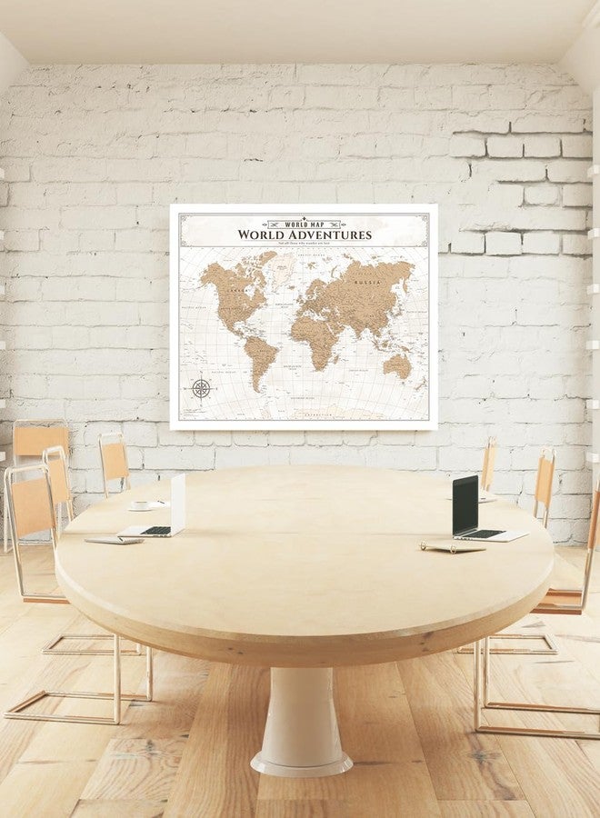 IPIC - Vintage World Map Canvas Wall Art, Large Travel Map Print for Home, Office, or Study, Push Pin Map Decor for Travel Lovers, Ready to Hang - Image 3