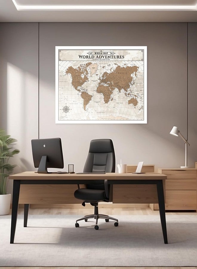 IPIC - Vintage World Map Canvas Wall Art, Large Travel Map Print for Home, Office, or Study, Push Pin Map Decor for Travel Lovers, Ready to Hang - Image 4