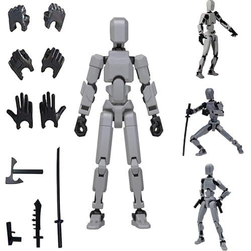 Gozaqe Action Figure Toys,DIY Assembly Dummy 13 Action Figures,Articulated Joints Robot,Desktop Decorations,Gift Idea for & Adults (Gray) - Image 1