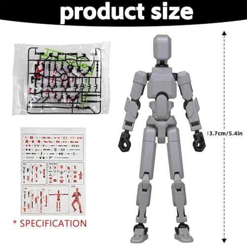 Gozaqe Action Figure Toys,DIY Assembly Dummy 13 Action Figures,Articulated Joints Robot,Desktop Decorations,Gift Idea for & Adults (Gray) - Image 2