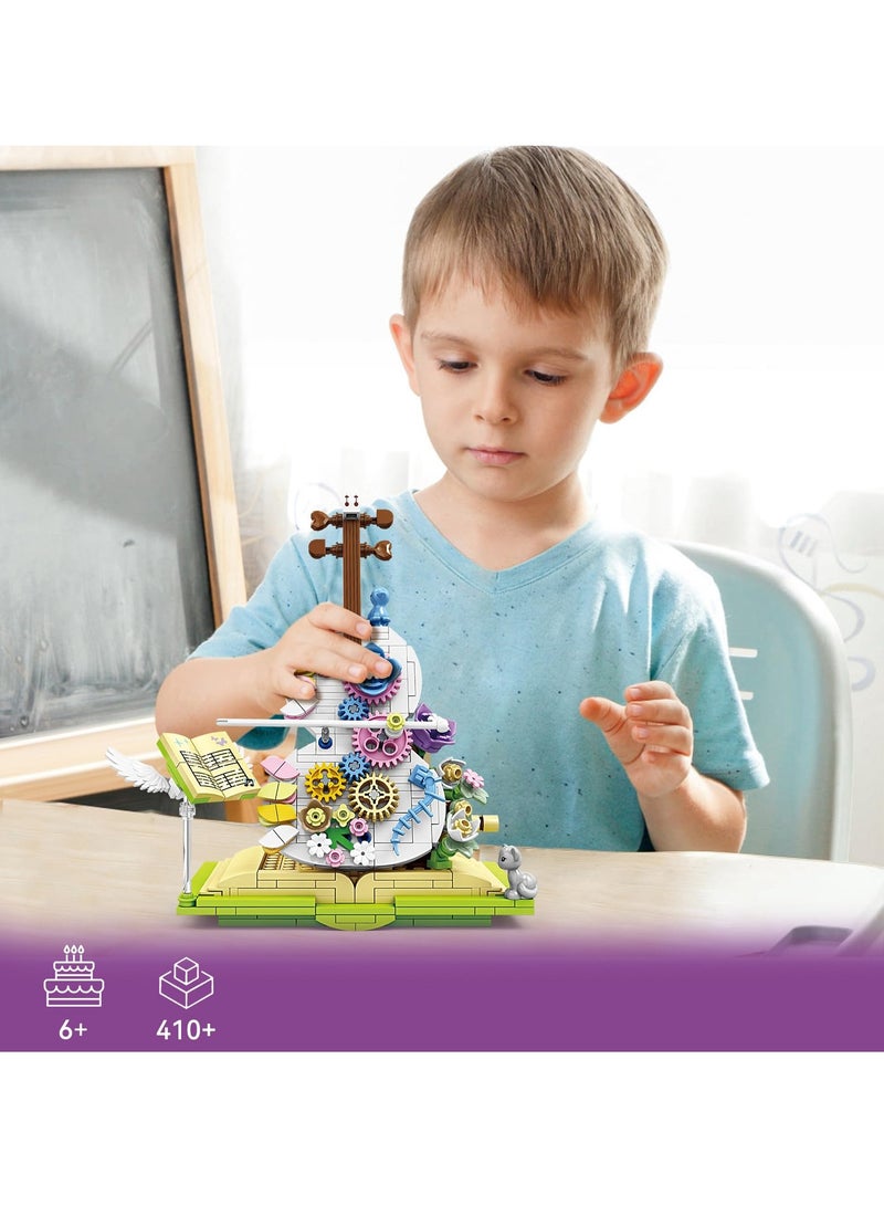 SYOSI Building Blocks Toys, Flower Violin Magical Book Building Set with Dancing Bow, Colorful Flower Decor, Gift for 6-12 Year Old Girls, Boys, or Kids Aged 6+, Nice Home Decor Kit - Image 3
