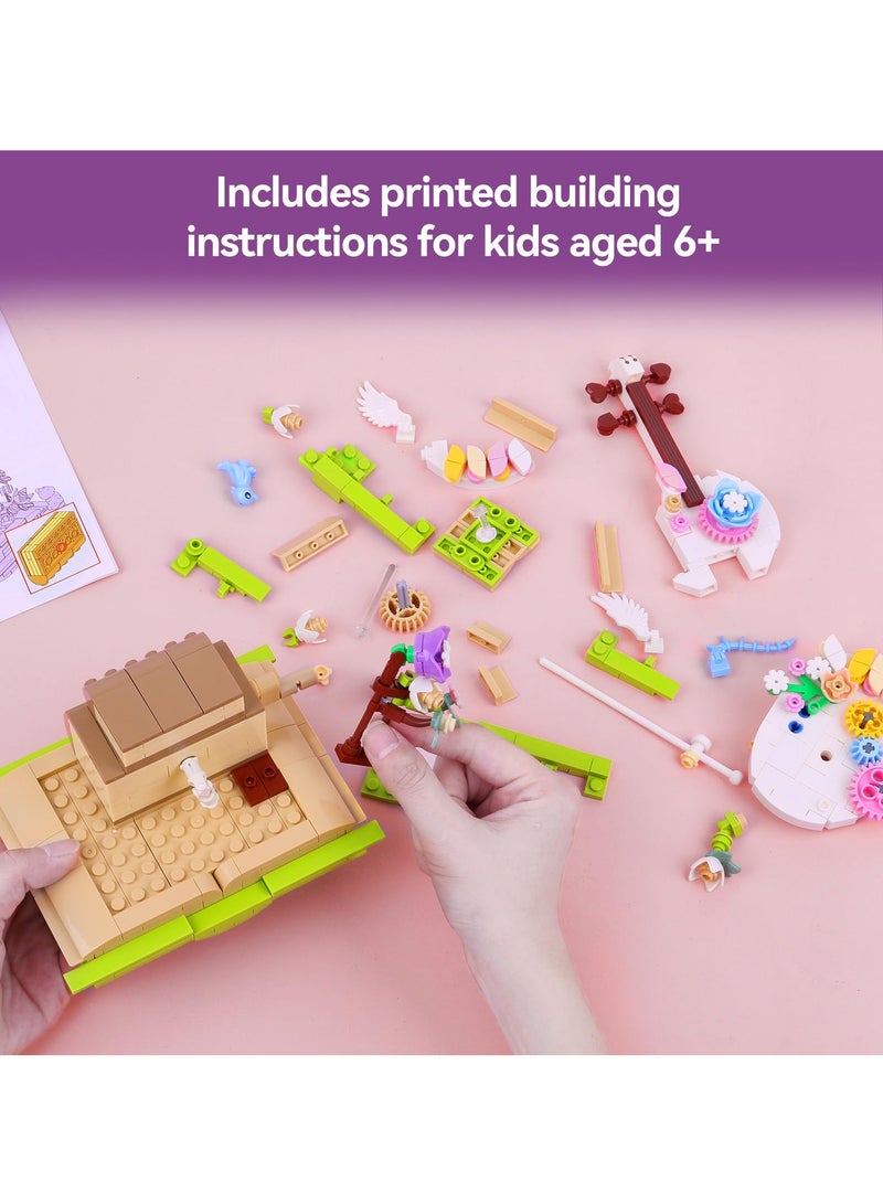 SYOSI Building Blocks Toys, Flower Violin Magical Book Building Set with Dancing Bow, Colorful Flower Decor, Gift for 6-12 Year Old Girls, Boys, or Kids Aged 6+, Nice Home Decor Kit - Image 2