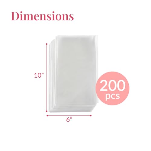 Prestee 200 Pack Clear Cellophane Bags for Favors - Transparent Goodie Bags for Birthday Party, 6x10 Inch Clear Bags with 4-Inch Twist Ties - Candy, Treat, Cookie Bags for Gift Giving - Image 3