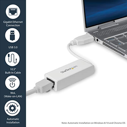StarTech.com USB31000SW USB 3.0 to Gigabit Ethernet NIC Network Adapter - 10/100/1000 Network Adapter - USB to Ethernet LAN Adapter - USB to RJ45 - Image 3