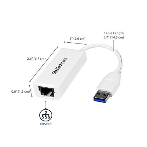 StarTech.com USB31000SW USB 3.0 to Gigabit Ethernet NIC Network Adapter - 10/100/1000 Network Adapter - USB to Ethernet LAN Adapter - USB to RJ45 - Image 2
