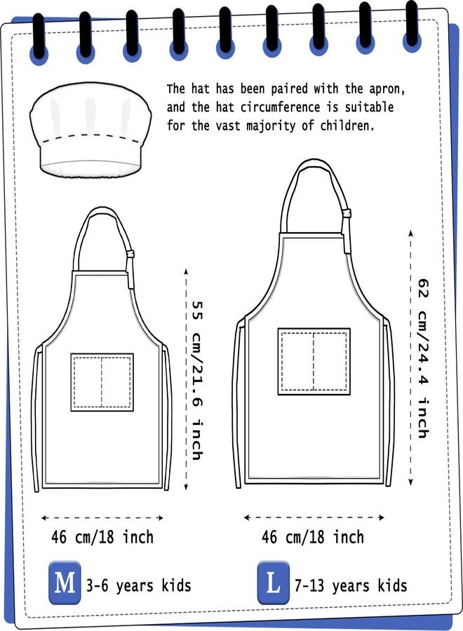 TOPWAYS Kids Apron and Chef Hat Set, Adjustable Check Child Chef Aprons with 2 Pockets for Kids Painting Baking Cooking Gardening (Rose Pink, M) - Image 3