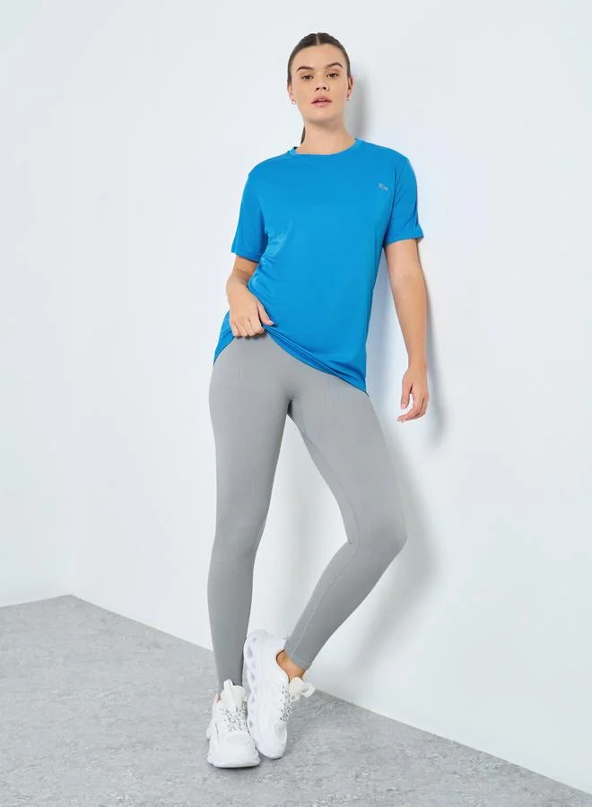 Styli Active Reflective Text Basic Short Sleeves Top