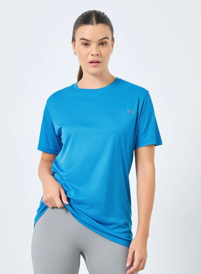 Styli Active Reflective Text Basic Short Sleeves Top