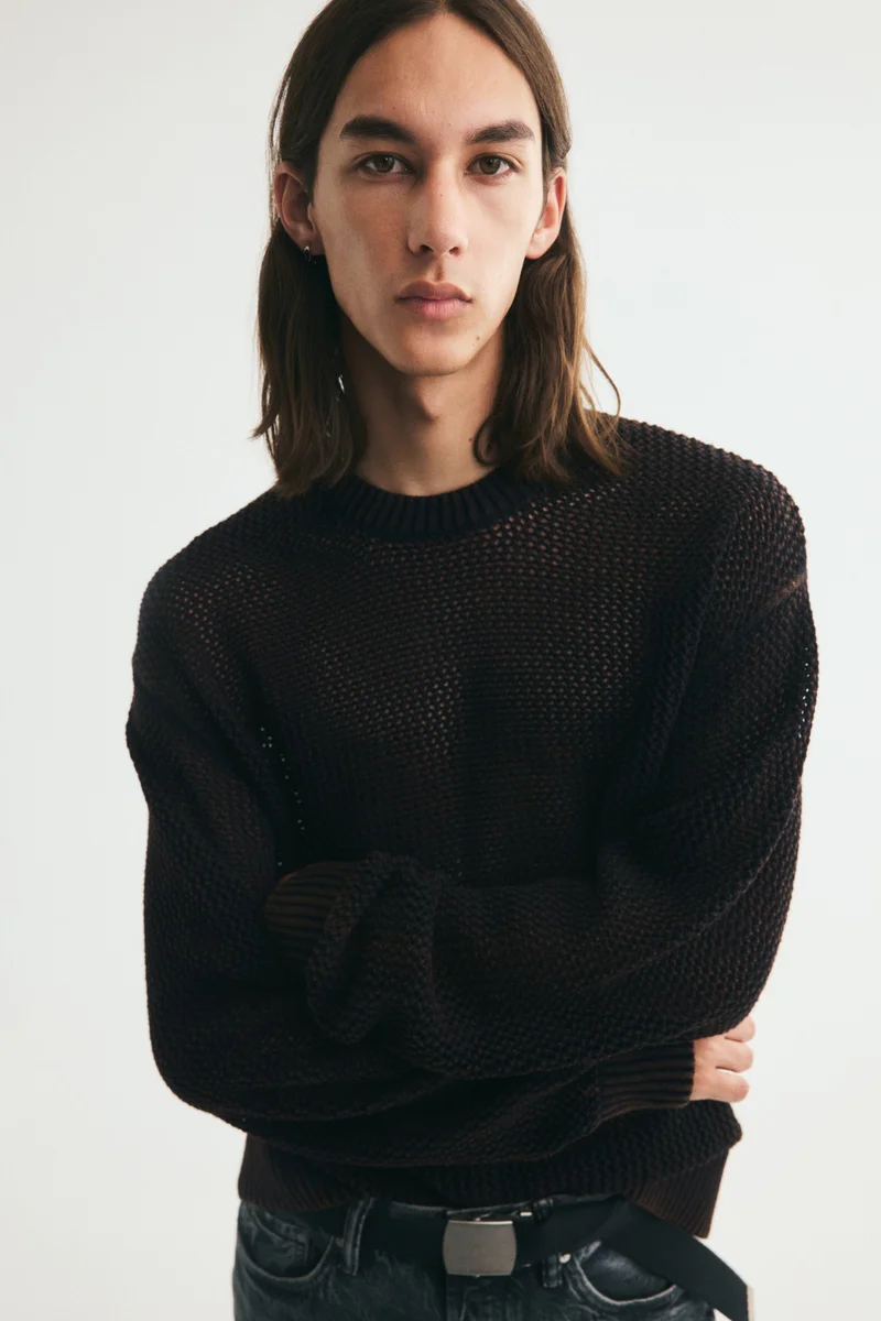 Loose Fit Hole-knit cotton jumper