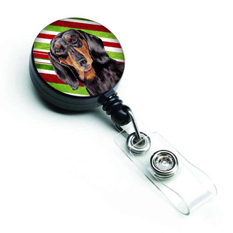 ""Caroline's Treasures Dachshund Candy Cane Holiday Christmas Retractable Badge Reel  Multicolor (SC9323BR)""
