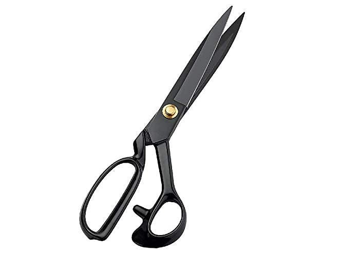 GEMSY YDL Black Blade Scissors for Cloth Cutting, Best Professional Stainless Steel Fabric Sewing Rubber Handle Scissor for Tailoring, Stiching, Craft, Vegetable, Machine Shear for Tailor (11) - Image 1