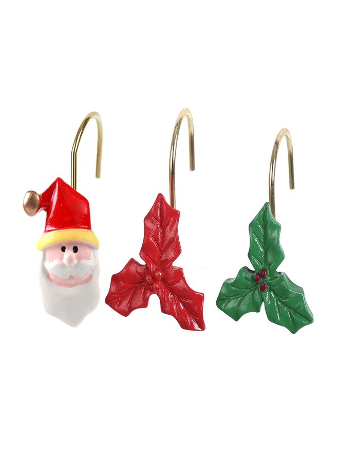 Twofishes Xmas Glod Boots Shower Curtain Hooks Set of 12 Decorative Rust Proof Christmas Red Boots Shower Curtain Rings Pack of 12 (SY1009) - Image 5