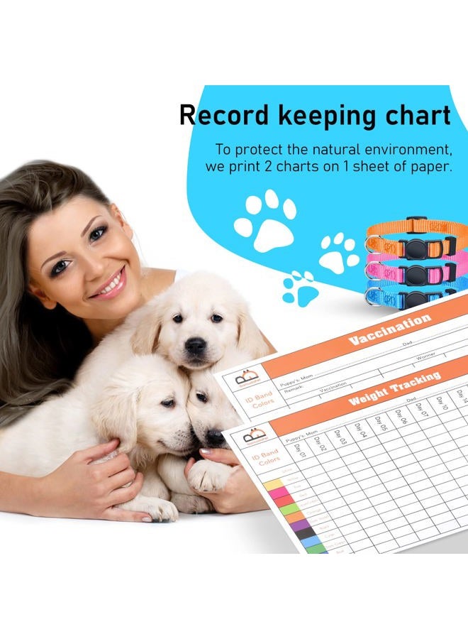 GAMUDA Puppy Collars – Super Soft Nylon Whelping Puppy ID - Adjustable Breakaway Litter Collars Pups – Assorted Colors Plain & Identification Collars with 2 Record Keeping Charts – Set of 12 (S) - Image 5