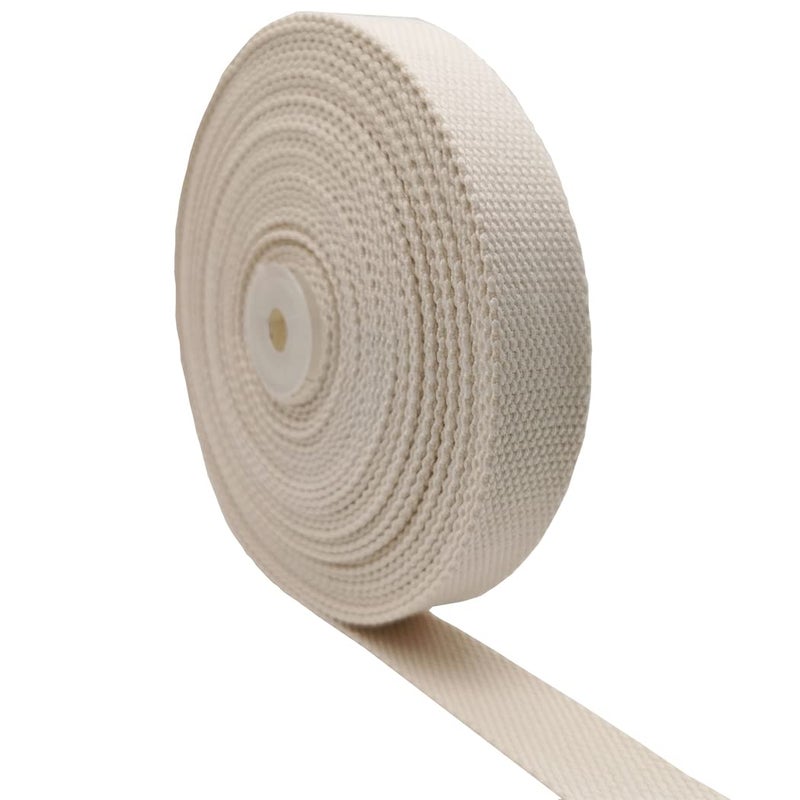 Lulizzie Heavy Duty 1 Inch Wide Polyester Cotton Webbing Strap for Bag Handles Tote Bags Cloth Belts and Outdoor Supplies Milky White