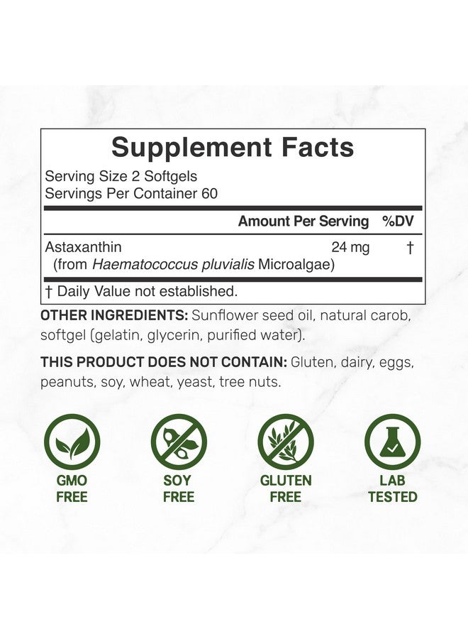 DEAL SUPPLEMENT Astaxanthin 24mg Per Serving, 120 Softgels - Double Strength Microalgae - Natural Haematococcus Pluvialis Source - Antioxidant Supplements for Skin, Eyes, Joints, & Immune Support - Non-GMO - Image 2
