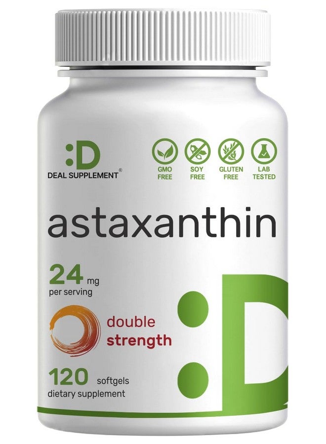 DEAL SUPPLEMENT Astaxanthin 24mg Per Serving, 120 Softgels - Double Strength Microalgae - Natural Haematococcus Pluvialis Source - Antioxidant Supplements for Skin, Eyes, Joints, & Immune Support - Non-GMO - Image 1