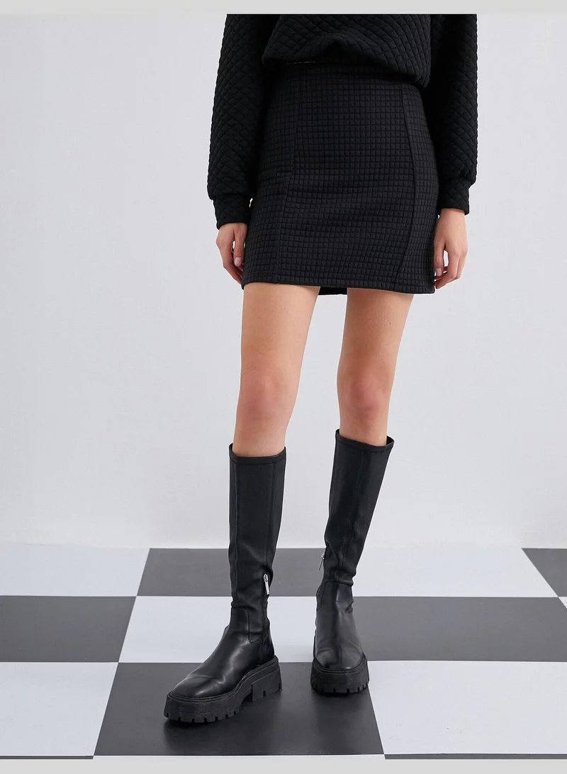 KOTON Checked High Rise Mini Skirt