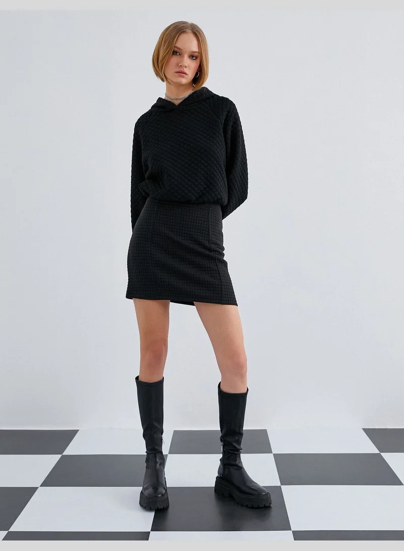 KOTON Checked High Rise Mini Skirt