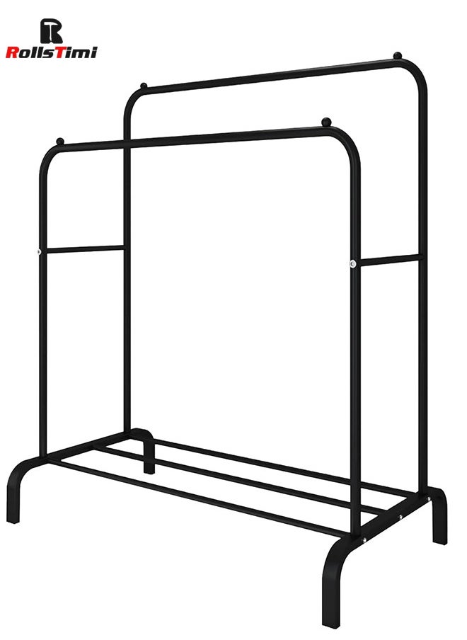 RollsTimi  Garment Rack，Freestanding Hanger Double Pole Multi-functional Bedroom Clothing Rack, Black  - Image 2