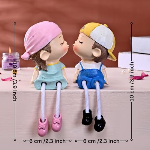 ascension Cute Resin Couple Figurines with Hanging Legs Boy & Girl Romantic Statues Love Showpiece Decorative Item for Anniversary Tabletop Birthday Gift Wedding Valentine's Day Home & Office Décor - Image 4