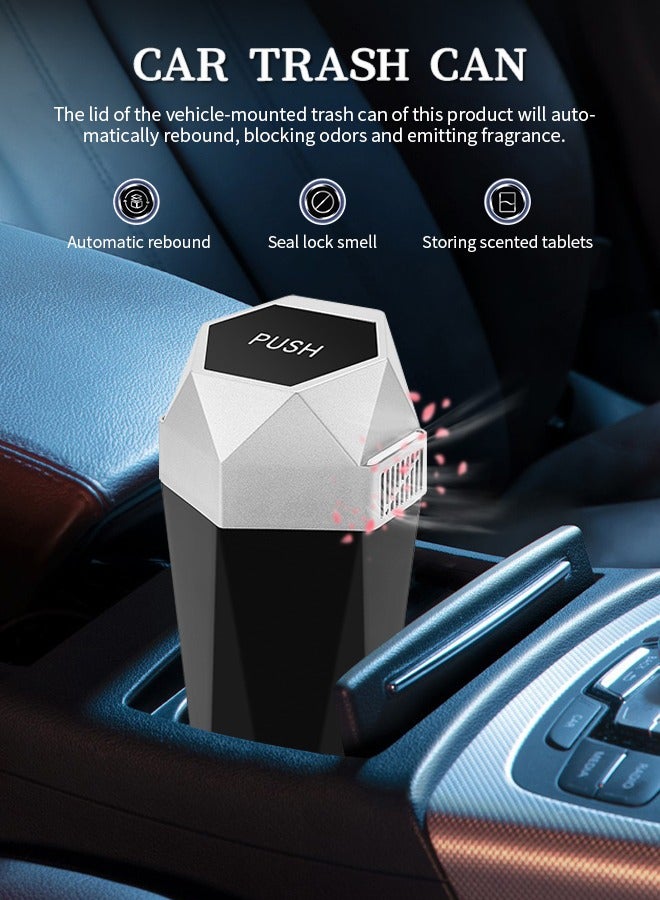 Small Car Trash Can With Push Lid Trash Can For Car Console Comes With Trash Bag With Aromatherapy Block Waterproof Car Accessories For Cars, Trucks, Suv,Home,Office - Image 2