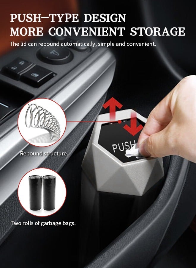 Small Car Trash Can With Push Lid Trash Can For Car Console Comes With Trash Bag With Aromatherapy Block Waterproof Car Accessories For Cars, Trucks, Suv,Home,Office - Image 3