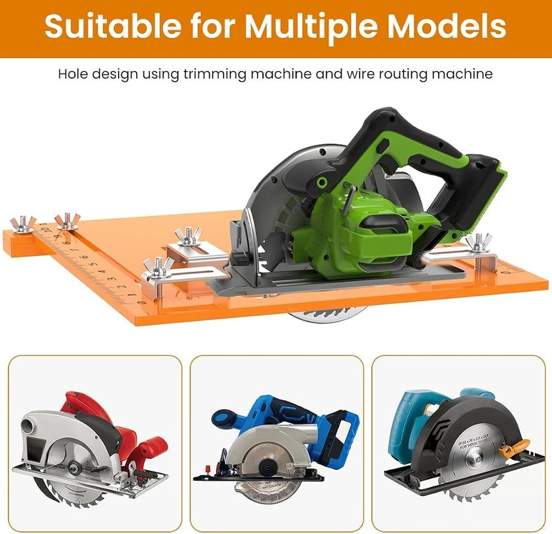 ELEPHANTBOAT® Universal Adjustable Bakelite Cutting Guide with 5mm Engineering Plastic, Compatible for 4"/5" Circular Saws, Precise Scale Markings, 28x15cm Woodworking Tool Accessory - Image 4