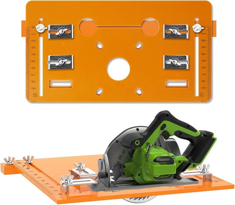 ELEPHANTBOAT® Universal Adjustable Bakelite Cutting Guide with 5mm Engineering Plastic, Compatible for 4"/5" Circular Saws, Precise Scale Markings, 28x15cm Woodworking Tool Accessory - Image 1