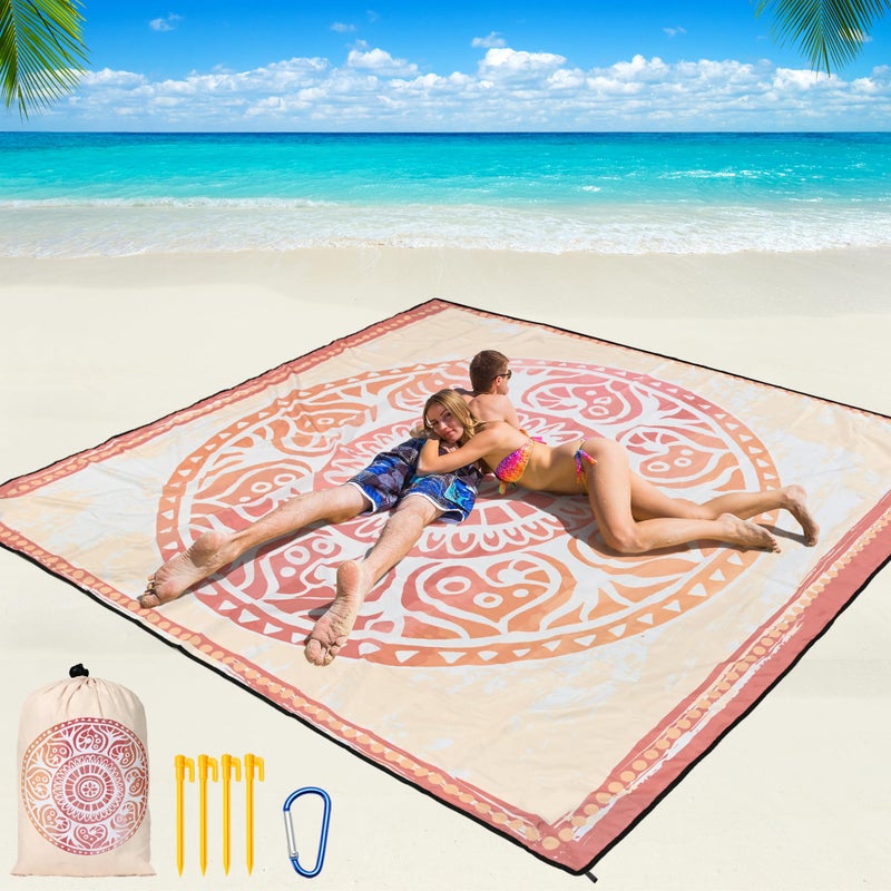 WIWIGO Beach Blanket Waterproof Sandproof Beach Mat 79 X 8310x9for 28 Adults Quick Drying Outdoor Picnic Mat Beach Accessories for Travel Camping Hiking - Image 2