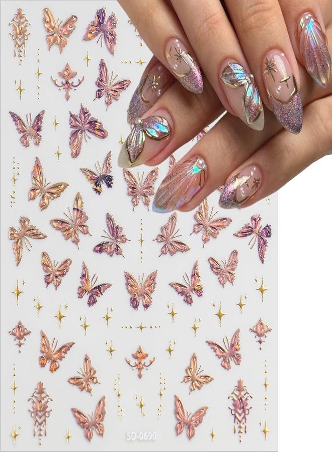 BYJKYEN 5D Embossed Butterfly Nail Stickers Decals, 6 Sheets - Image 4