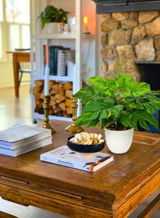 Chase Up 32cm Artificial Monstera Plant in Pot, Faux Monstera Deliciosa Plant Potted Artificial plants, Artificial Tree Fake Tropical Plants Indoor Outdoor Home Office Garden Houseplants Decor - Image 2