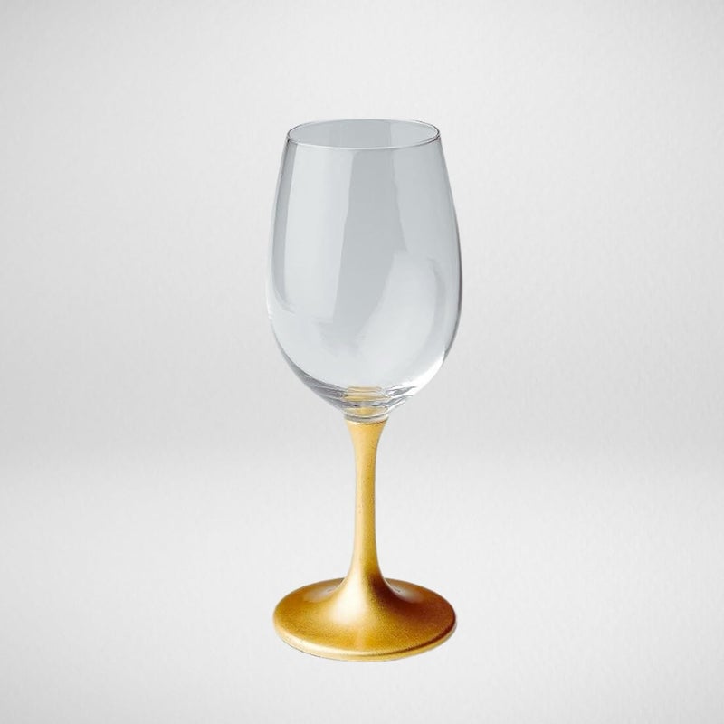 FALKOR Luxury Glassware Holi Special 440 ML Japanese Gold Colour Plated Long Champagne Wine Glasses for Red Wine Set of 4 for a Party Gifting or Even Display at Your bar of Home - Image 1